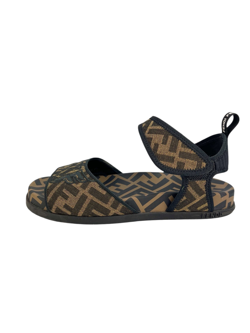 Fendi Brown Logo Dad Sandals Size 38