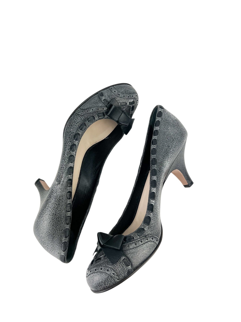Prada Slate Grey Leather Pumps