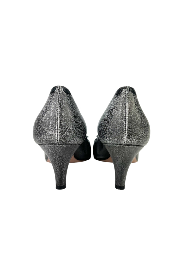 Prada Slate Grey Leather Pumps