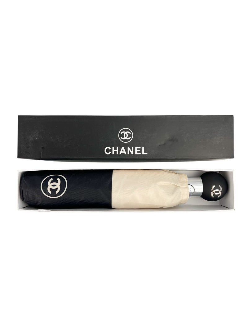 Chanel Cream & Black Umbrella (W/ Box)