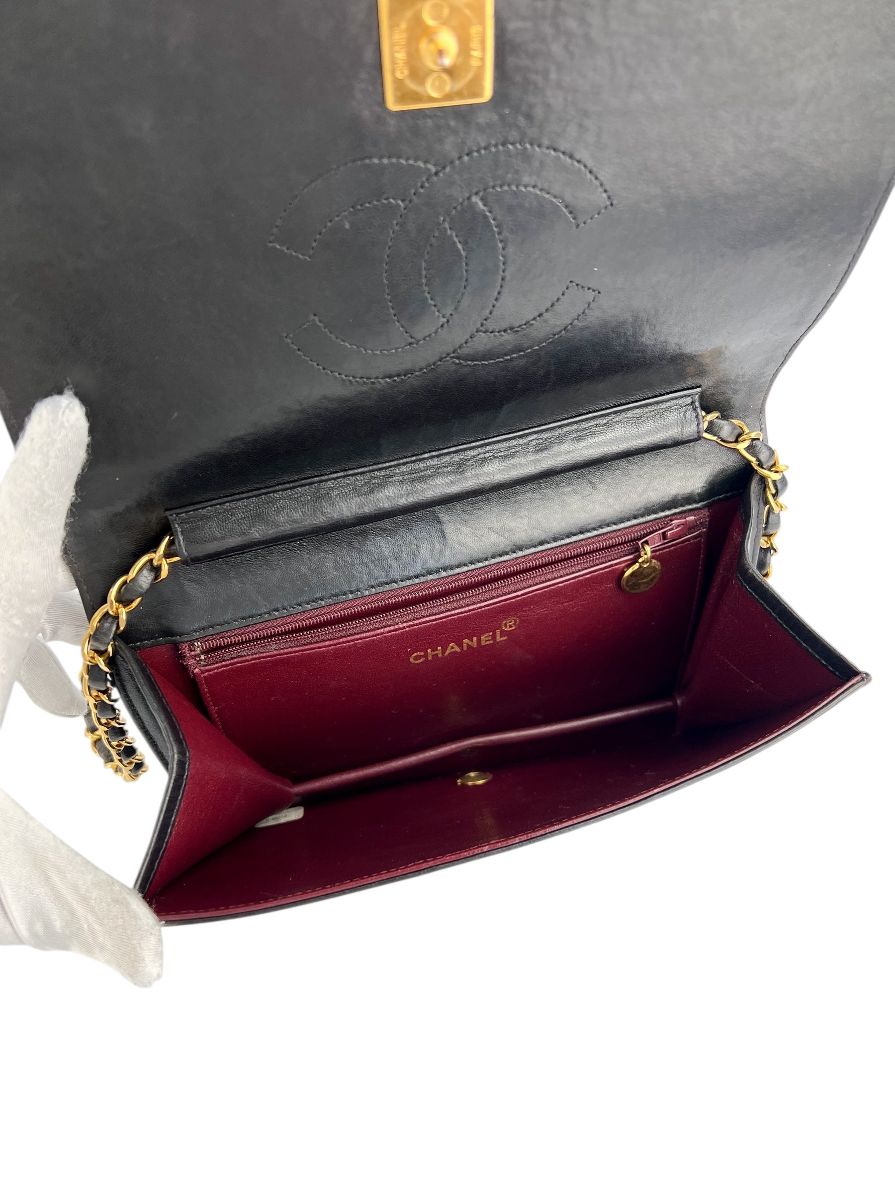 Chanel Black Lambskin Vintage Full Flap