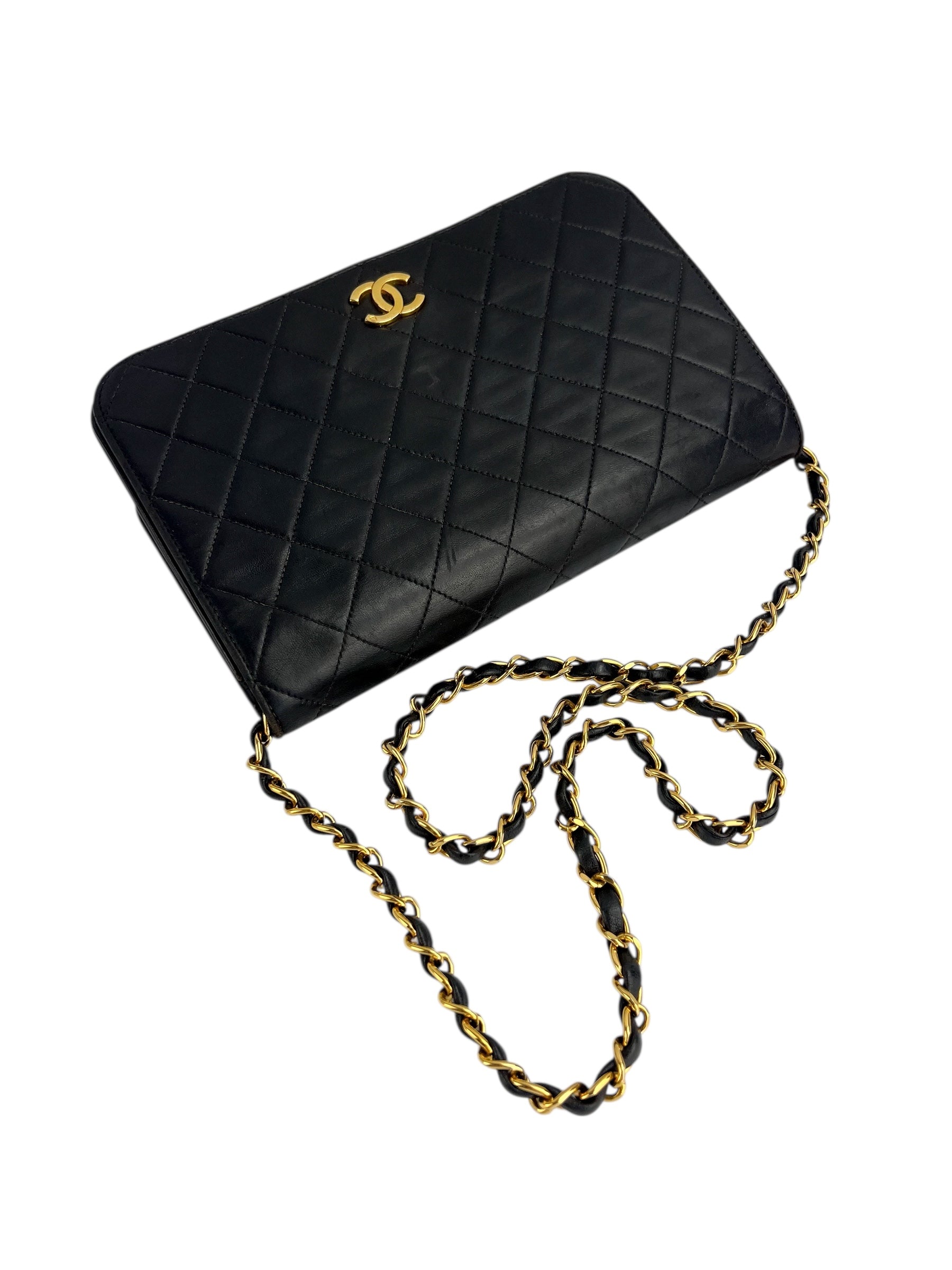 Chanel Black Lambskin Vintage Full Flap