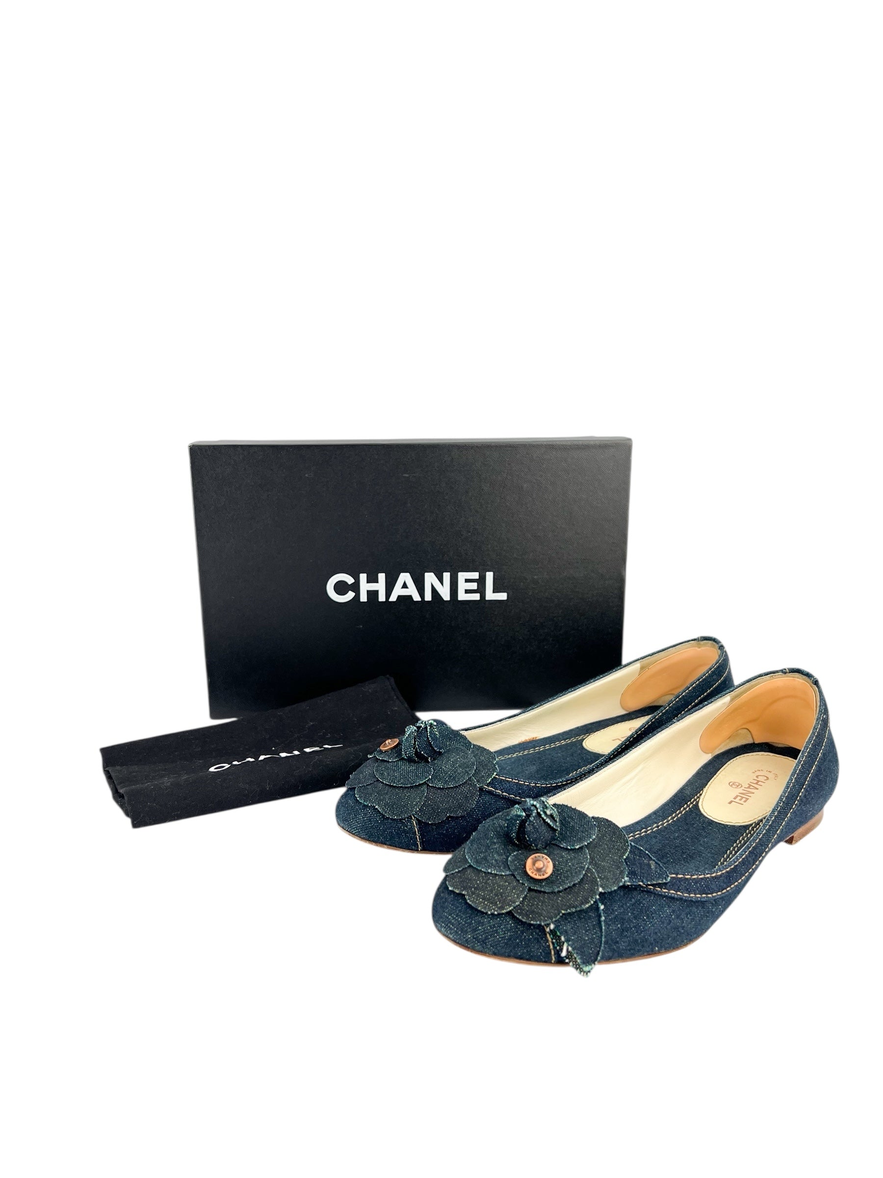 Chanel Denim Ballerina Flats Size 39.5