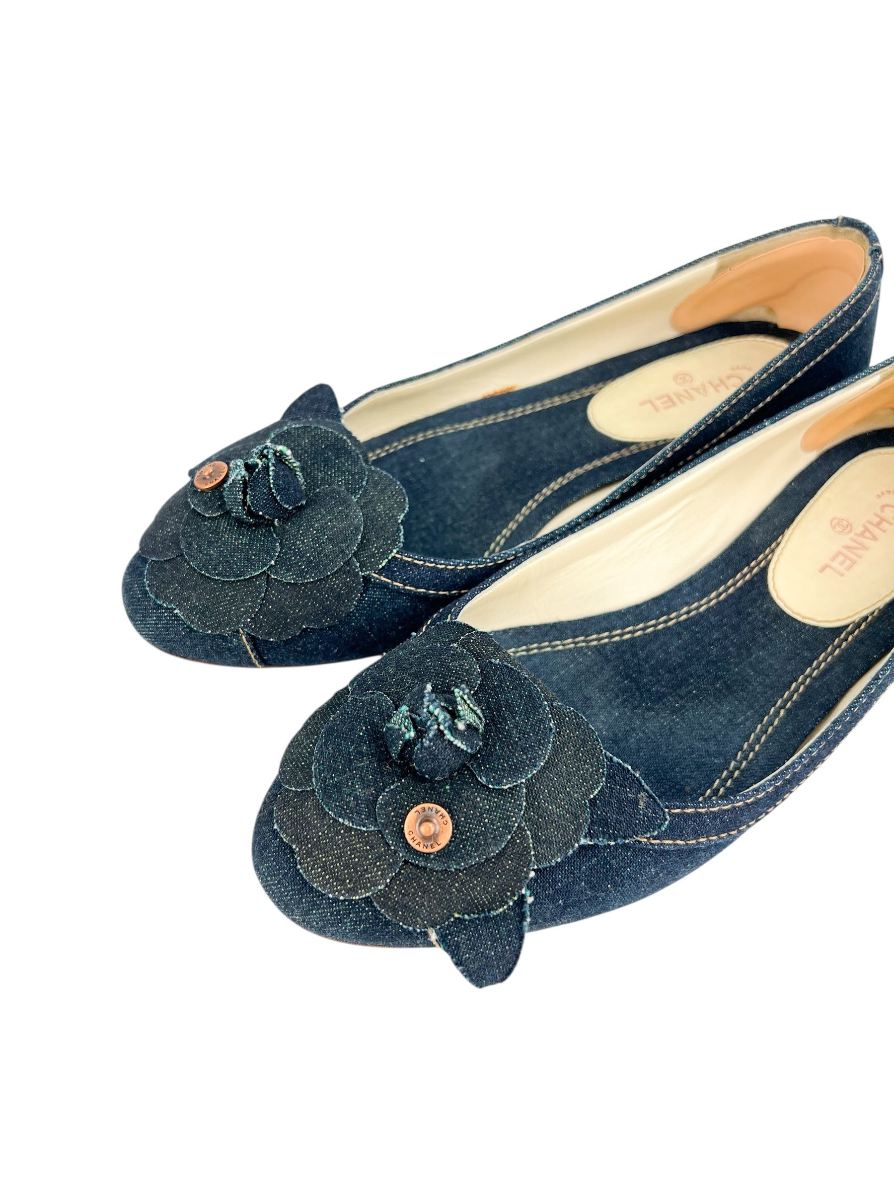Chanel Denim Ballerina Flats Size 39.5