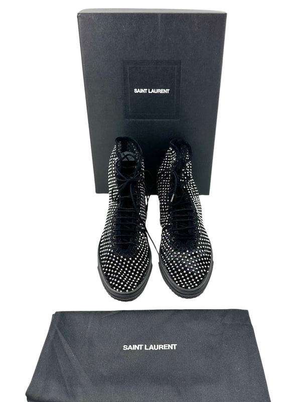 Saint Laurent Black Rhinestone High-Top Sneakers Size 38