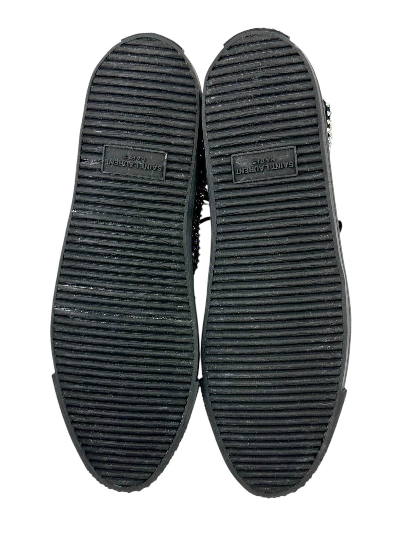 Saint Laurent Black Rhinestone High-Top Sneakers Size 38