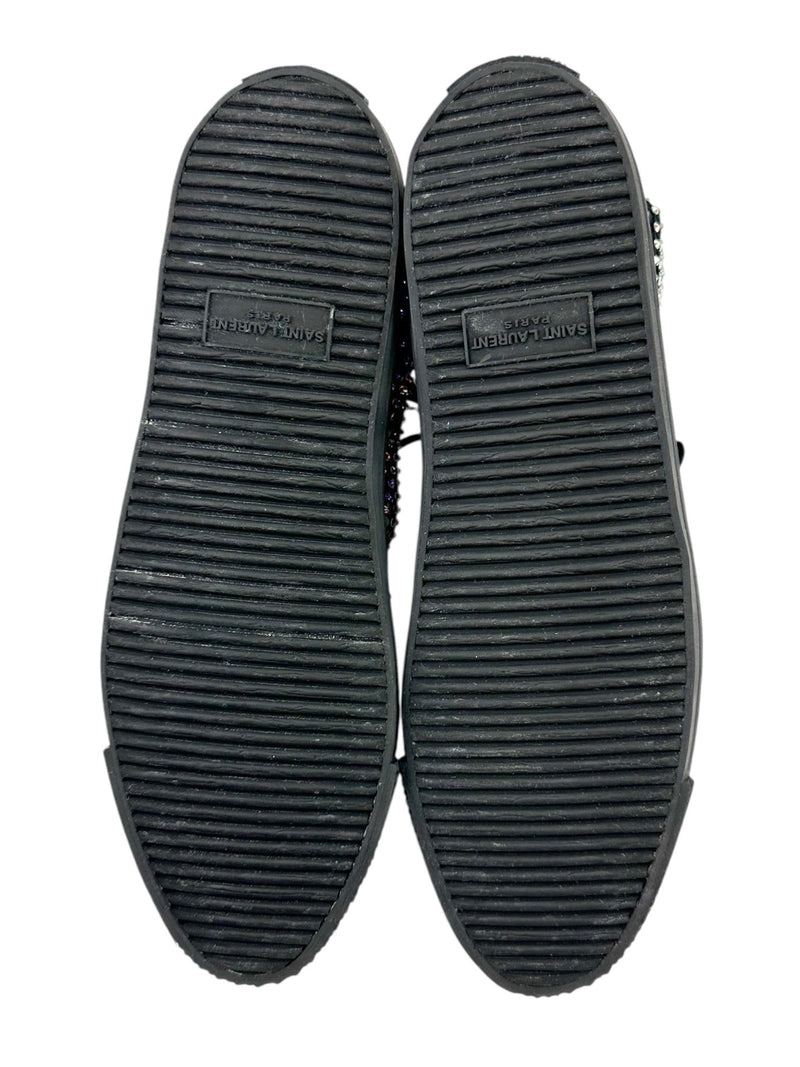 Saint Laurent Black Rhinestone High-Top Sneakers Size 38