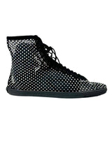 Saint Laurent Black Rhinestone High-Top Sneakers Size 38
