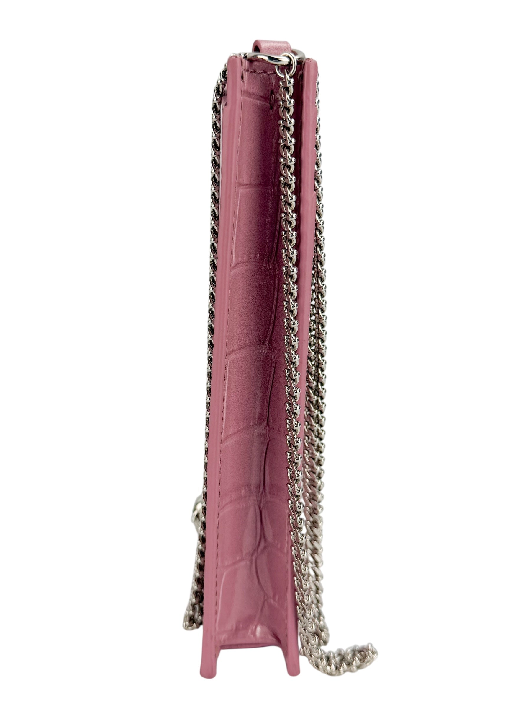 Alexander McQueen Pink Leather Embossed Phone Crossbody