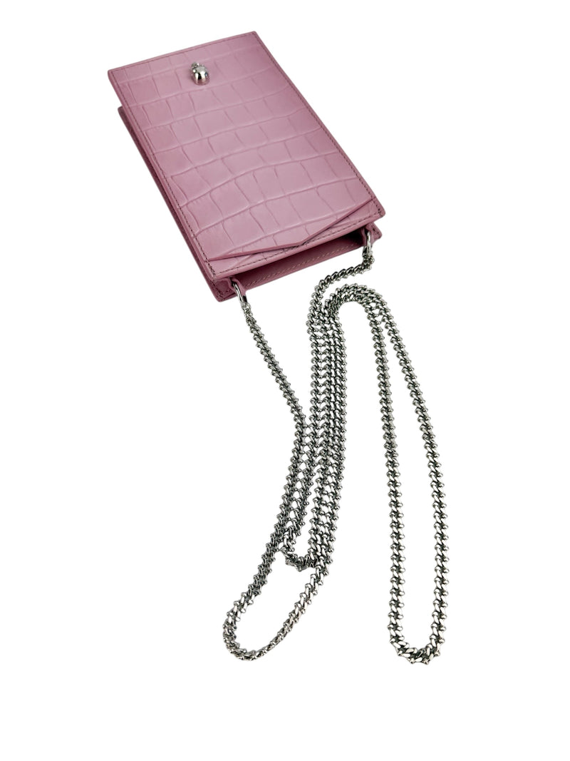 Alexander McQueen Pink Leather Embossed Phone Crossbody
