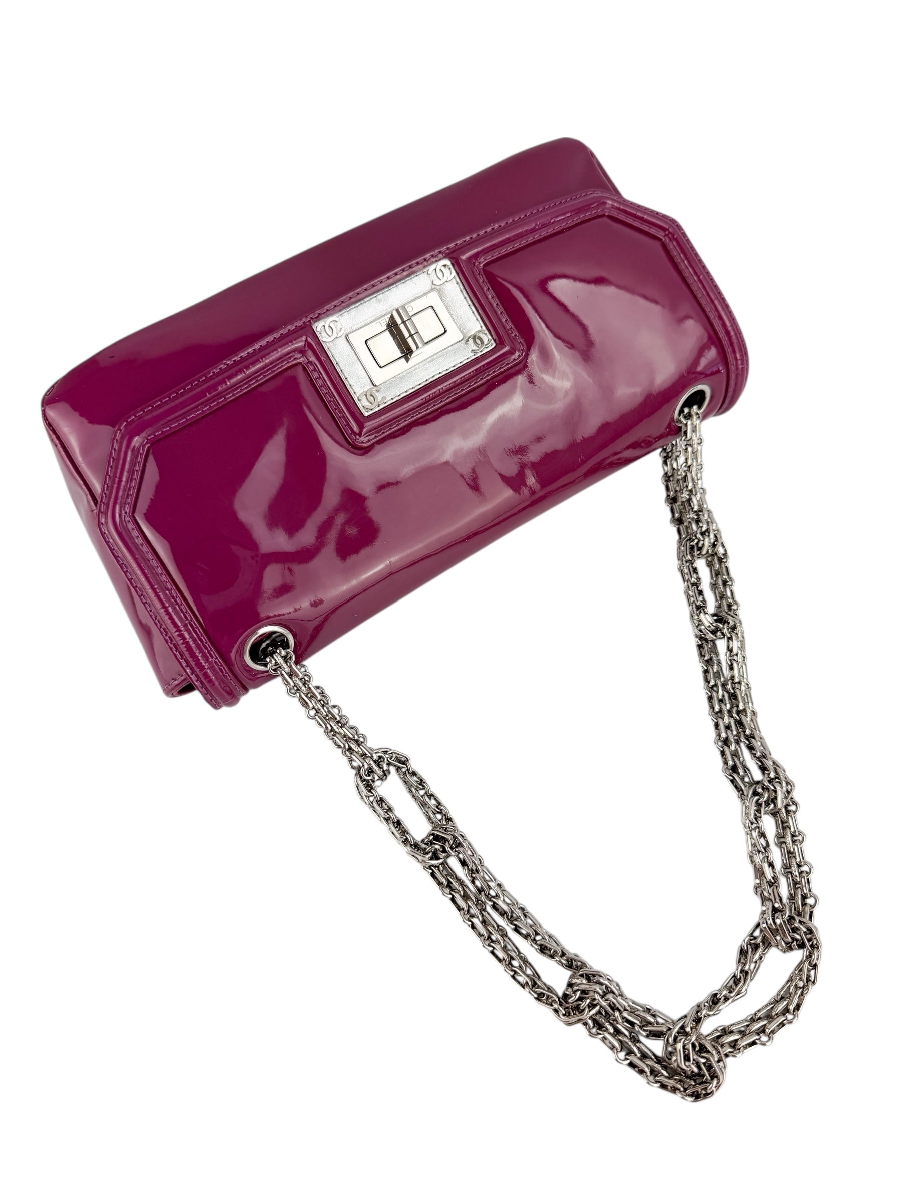 Chanel Purple Patent Leather Mademoiselle Flap Bag