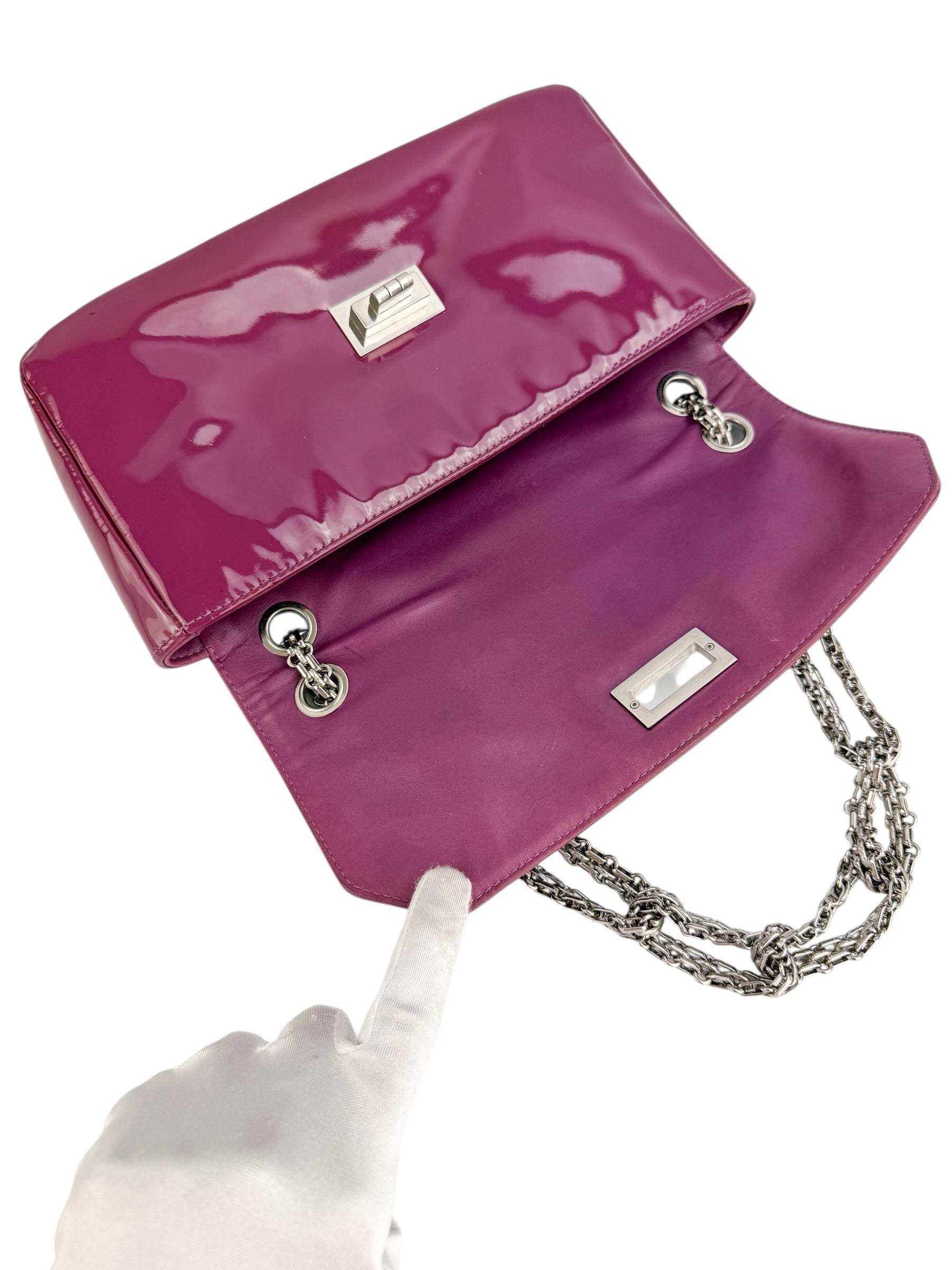 Chanel Purple Patent Leather Mademoiselle Flap Bag