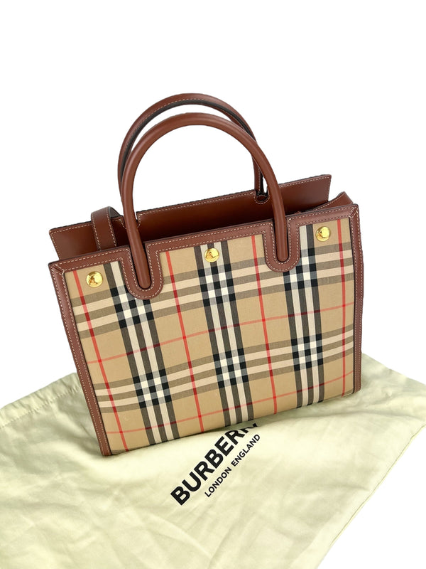 Burberry Haymarket Medium Check Top Handle W/ Duster