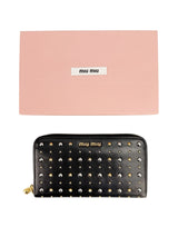 Miu Miu Black Studded Full Zip Wallet