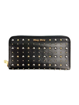 Miu Miu Black Studded Full Zip Wallet