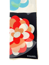 Chanel Multi-Color Camellia Silk Scarf W/ Box