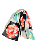 Chanel Multi-Color Camellia Silk Scarf W/ Box