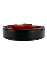 Hermes Black and Red H Belt W/ Gold Hardware Size 65