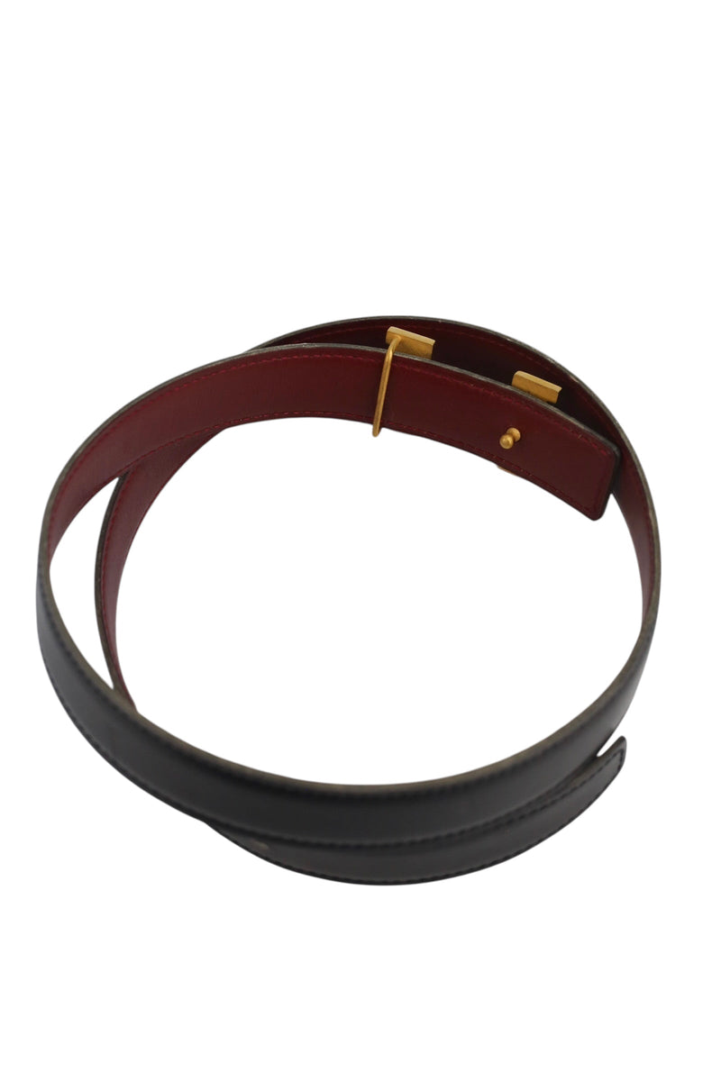 Hermes Black and Red H Belt W/ Gold Hardware Size 65