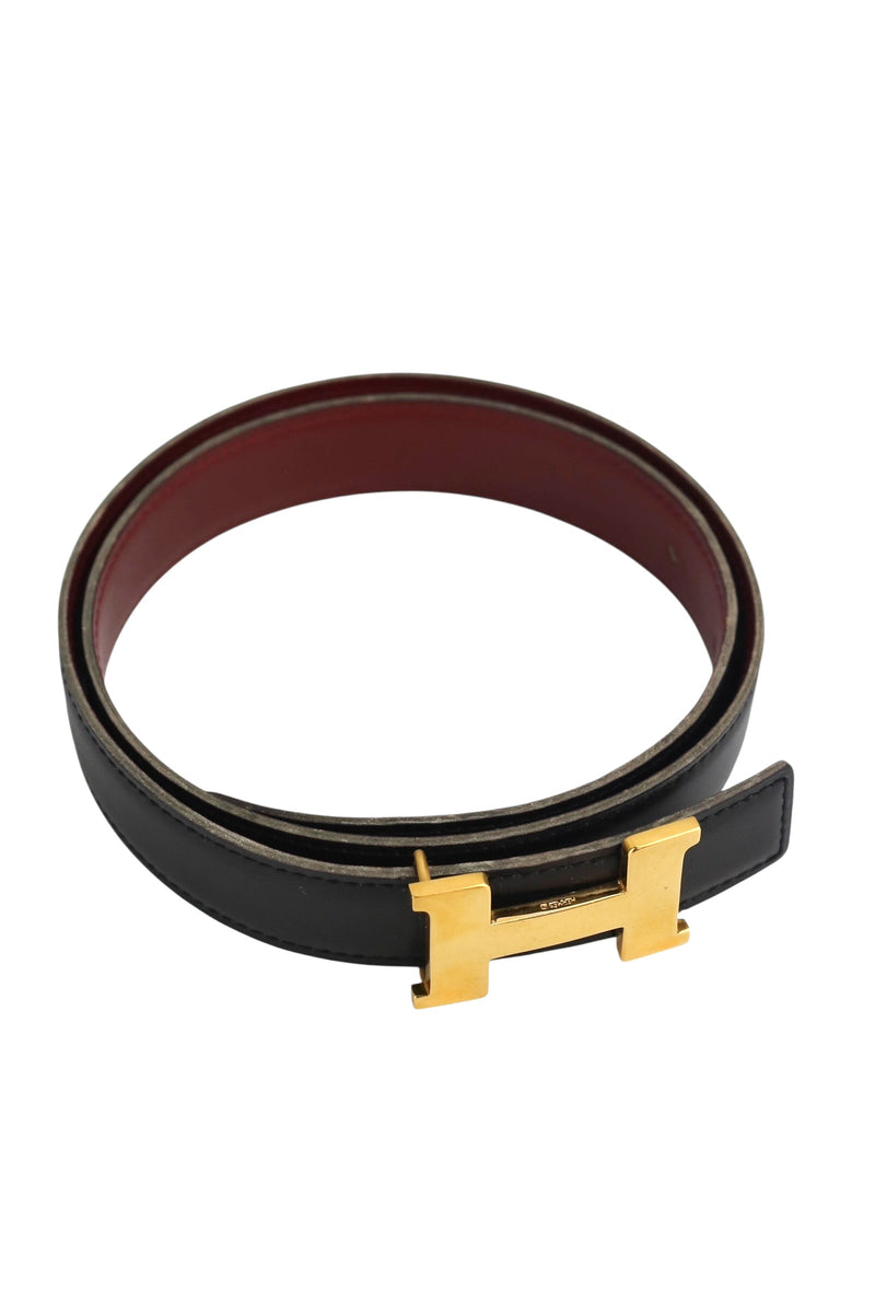 Hermes Black and Red H Belt W/ Gold Hardware Size 65