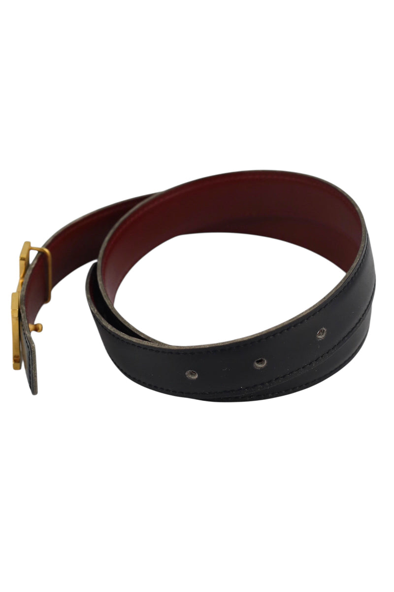 Hermes Black and Red H Belt W/ Gold Hardware Size 65