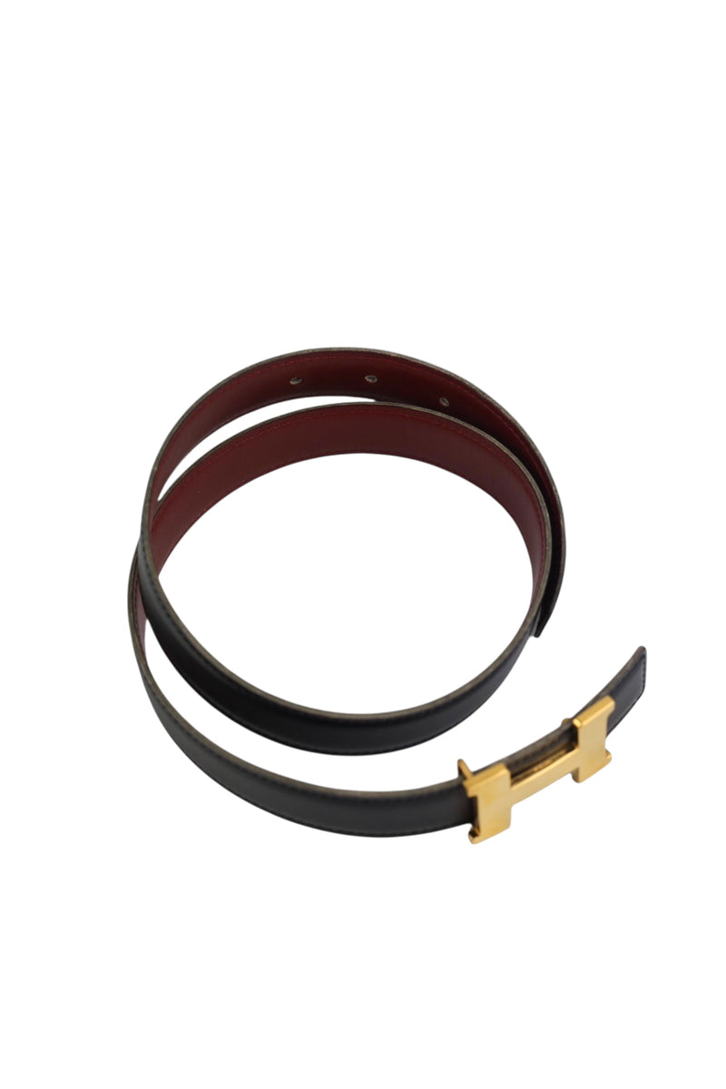 Hermes Black and Red H Belt W/ Gold Hardware Size 65