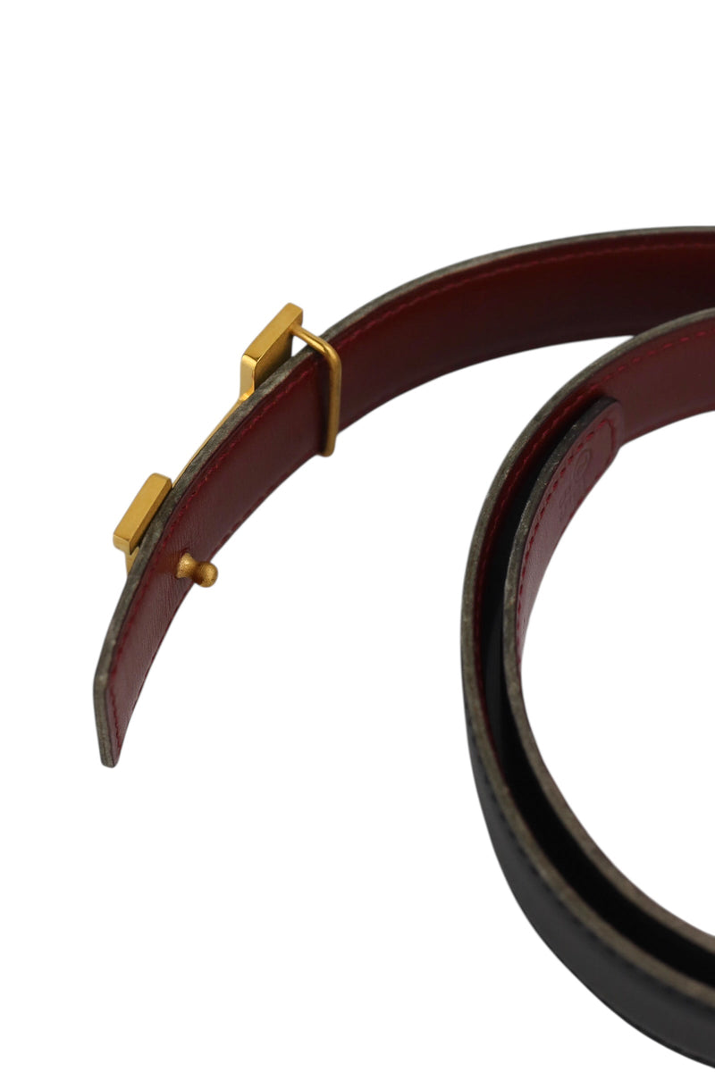 Hermes Black and Red H Belt W/ Gold Hardware Size 65