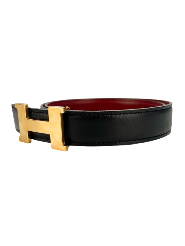 Hermes Black and Red H Belt W/ Gold Hardware Size 65