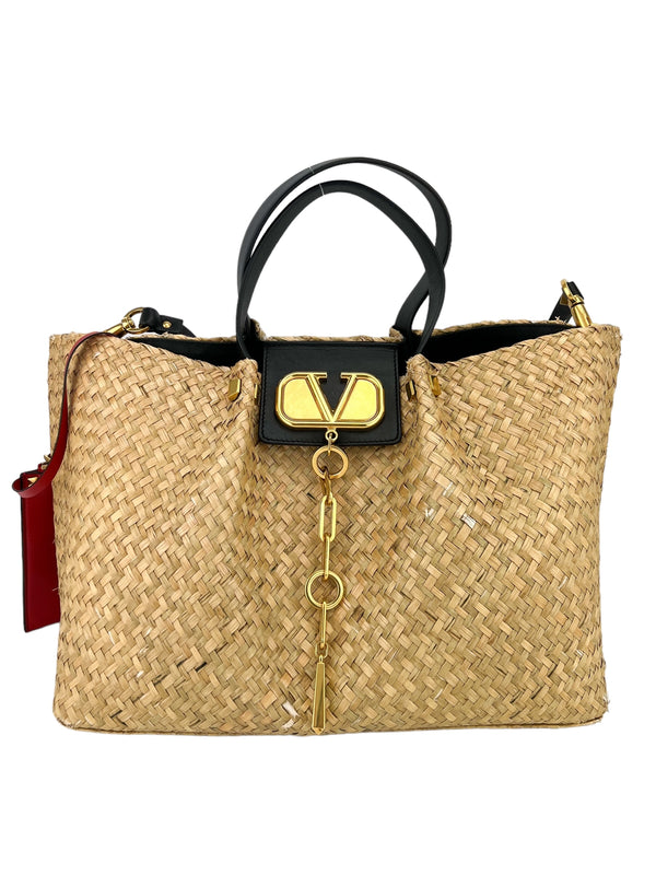 Valentino Raffia Tote W/ Strap & Pouch