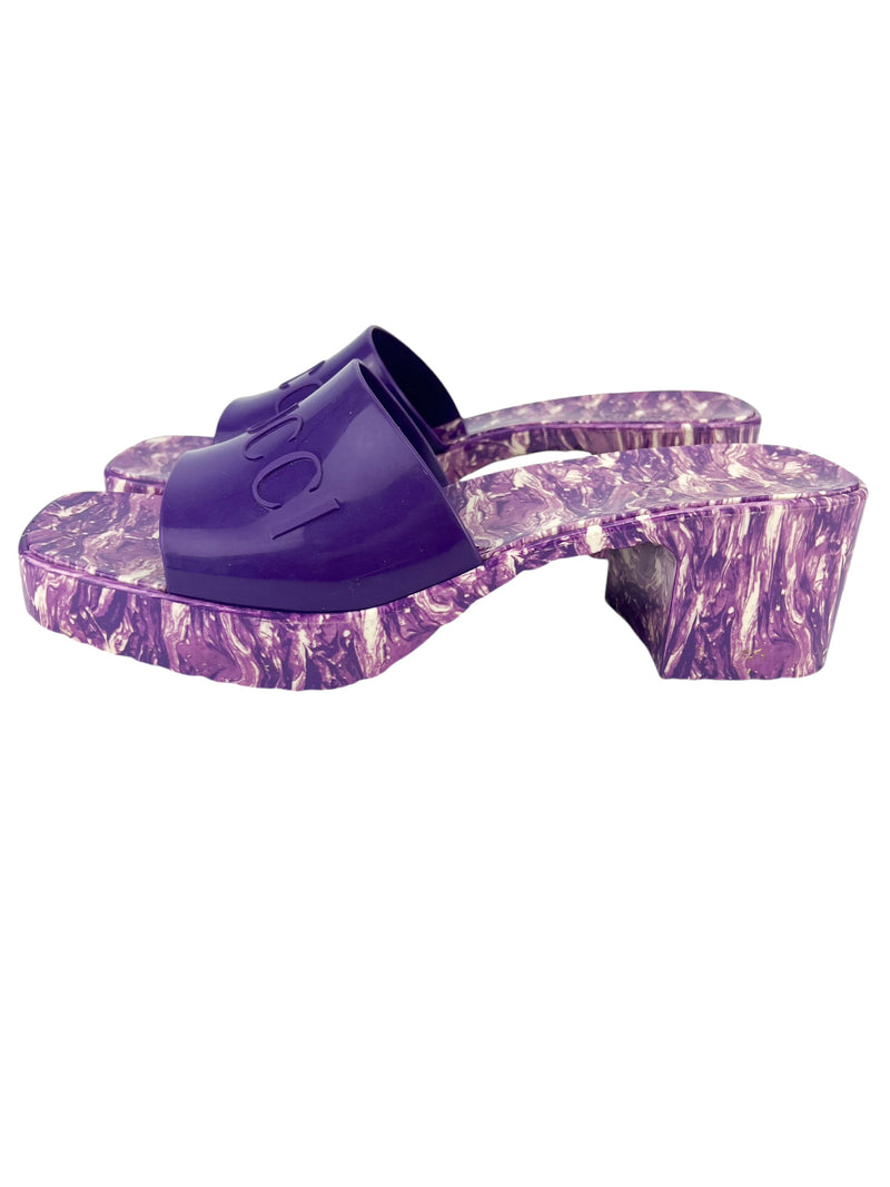 Gucci Purple Rubber Slides