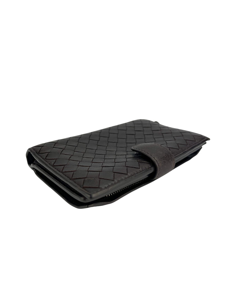 Bottega Veneta Brown Intrecciato Compact Wallet