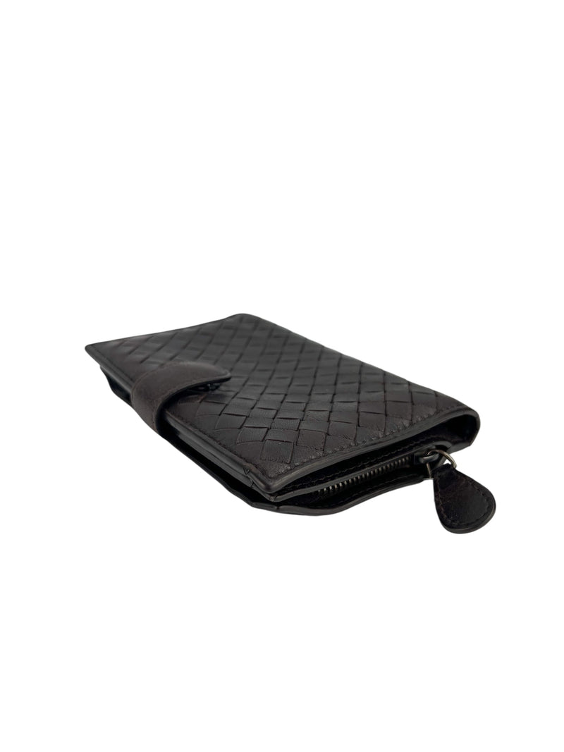 Bottega Veneta Brown Intrecciato Compact Wallet