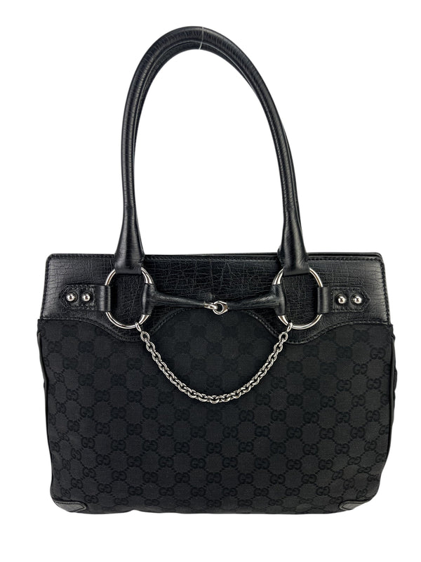 Gucci Vintage Black Horsebit Tote
