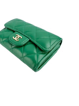 Chanel Green Lambskin Card Wallet Full Set