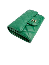 Chanel Green Lambskin Card Wallet Full Set