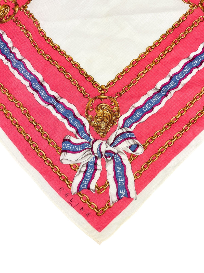Celine Pink Bow Logo Scarf
