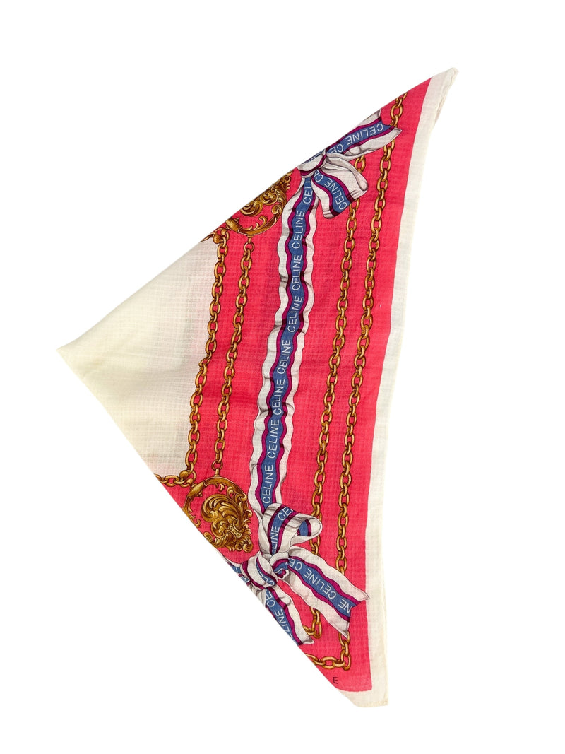 Celine Pink Bow Logo Scarf