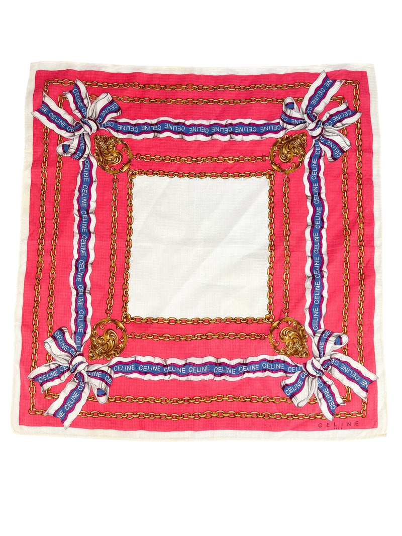 Celine Pink Bow Logo Scarf