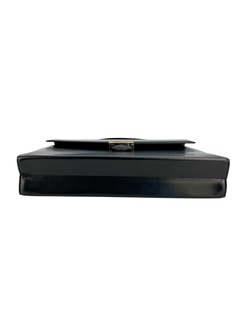 Valentino Vintage Black Leather Briefcase