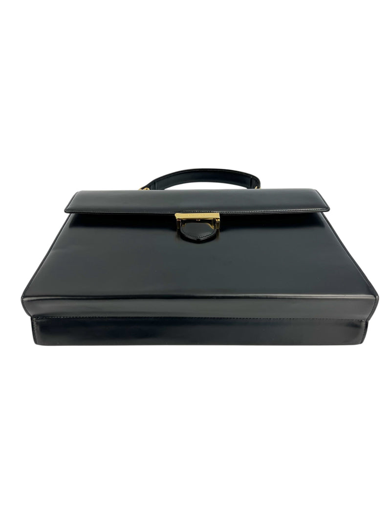 Valentino Vintage Black Leather Briefcase