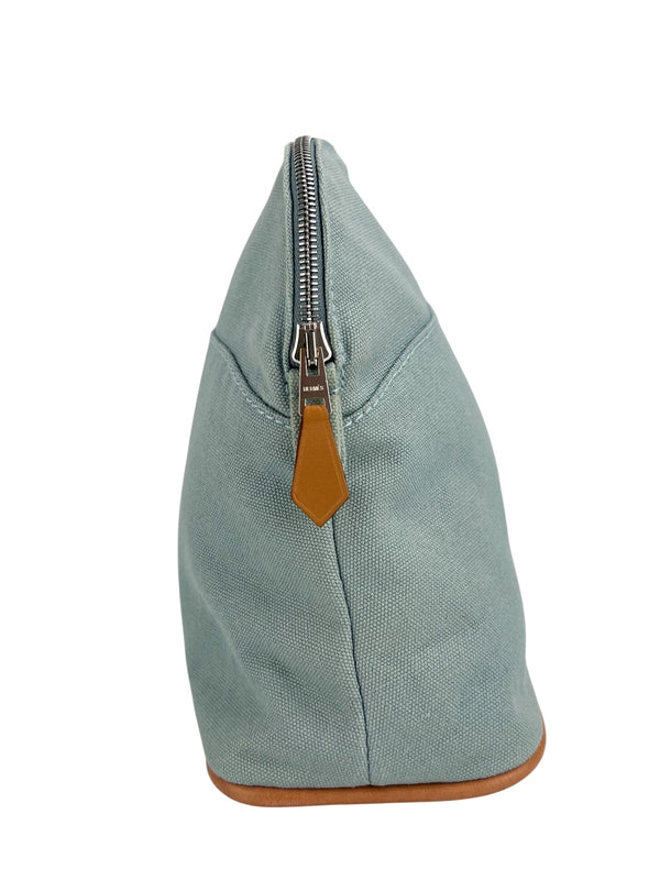 Hermes Light Blue Bolide Canvas Pouch