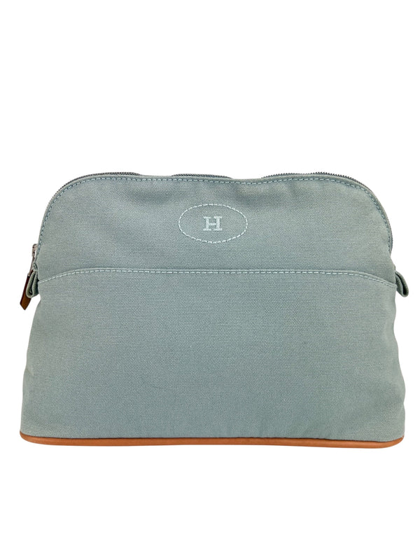 Hermes Light Blue Bolide Canvas Pouch