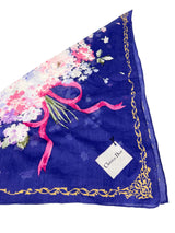 Christian Dior Vintage Blue Bow Floral Scarf