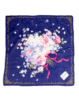 Christian Dior Vintage Blue Bow Floral Scarf