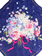 Christian Dior Vintage Blue Bow Floral Scarf