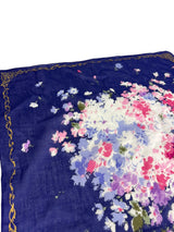 Christian Dior Vintage Blue Bow Floral Scarf