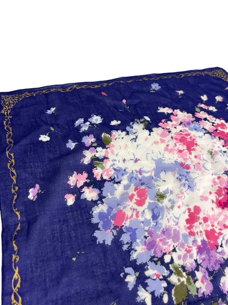 Christian Dior Vintage Blue Bow Floral Scarf
