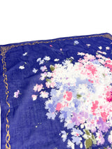 Christian Dior Vintage Blue Bow Floral Scarf
