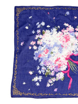 Christian Dior Vintage Blue Bow Floral Scarf