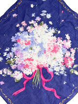Christian Dior Vintage Blue Bow Floral Scarf